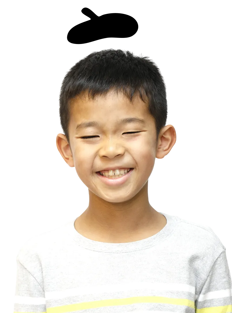 Boy in a striped shirt smiling
