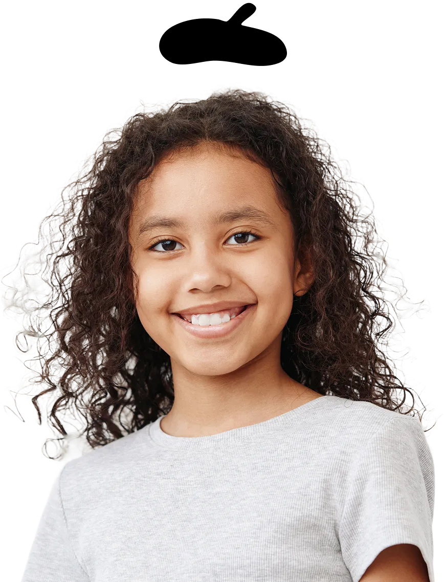 Girl with curly hair smiling