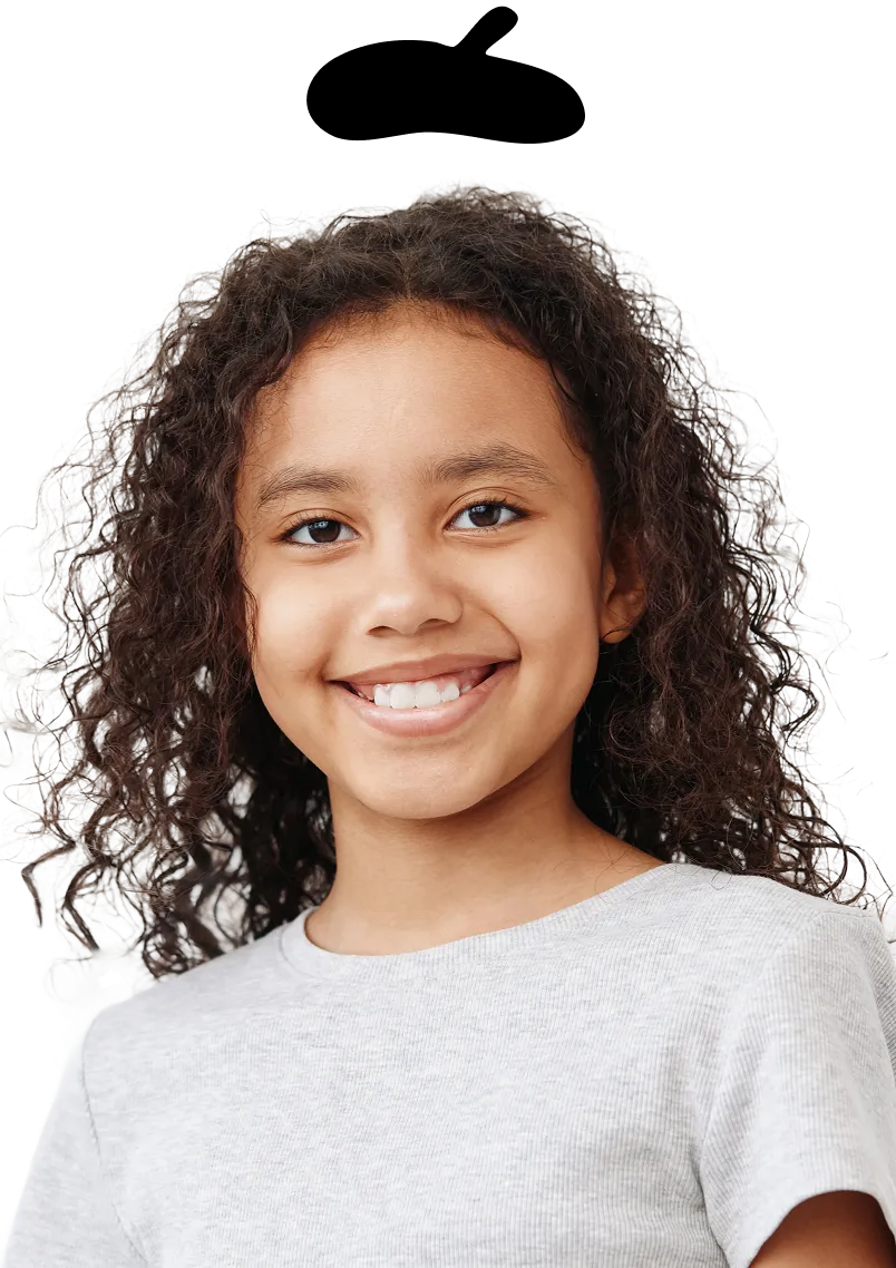 Girl with curly hair smiling